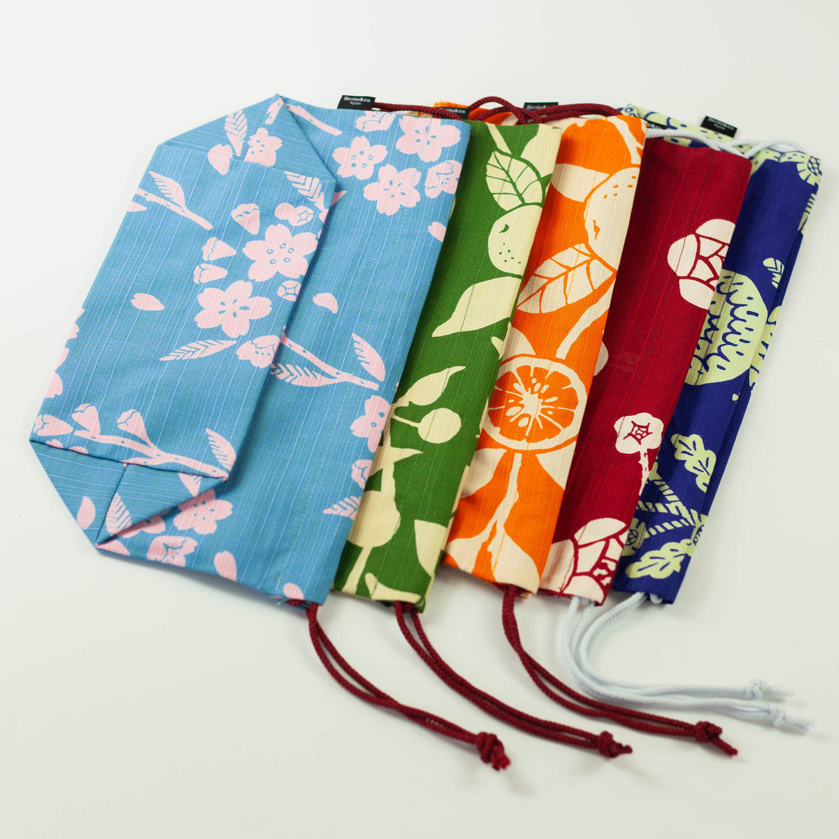 Furoshiki large bags in colorful Japanese floral patterns