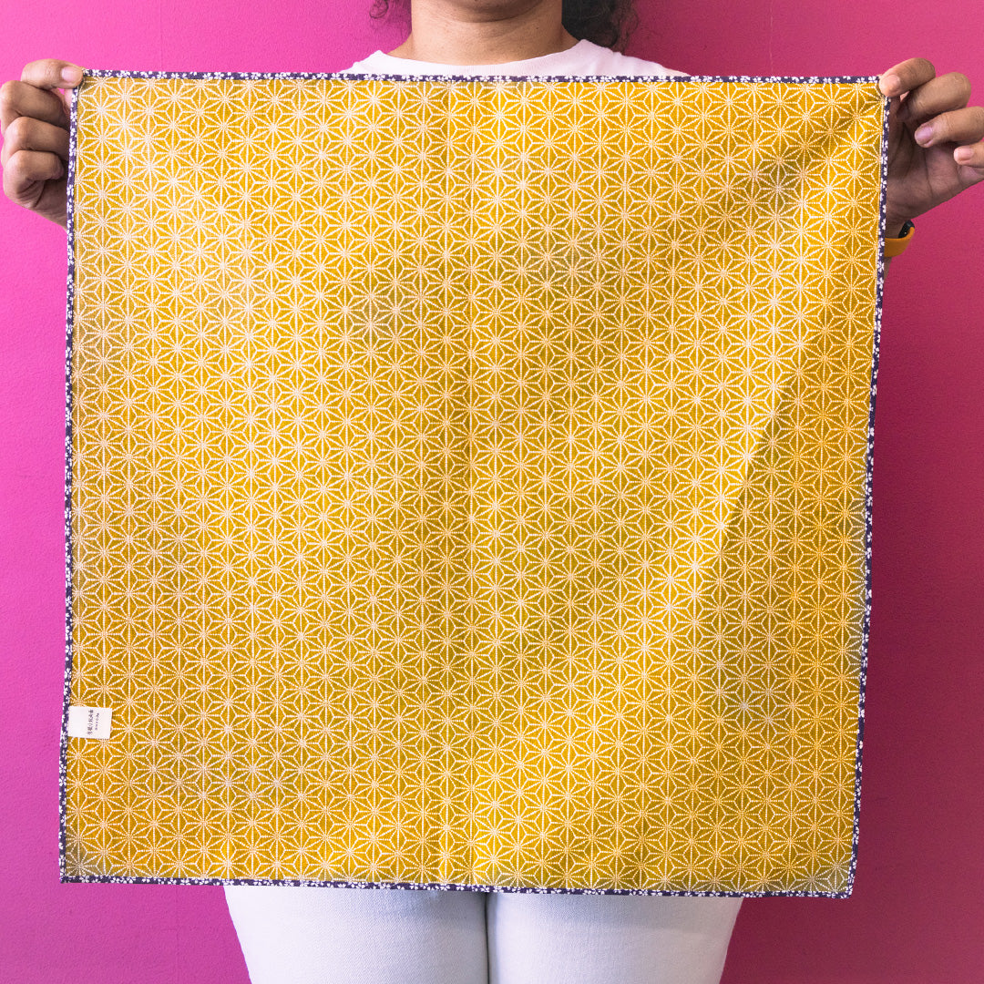 Furoshiki reversible de 50 cm | Asanoha Sakura (morado/verde)