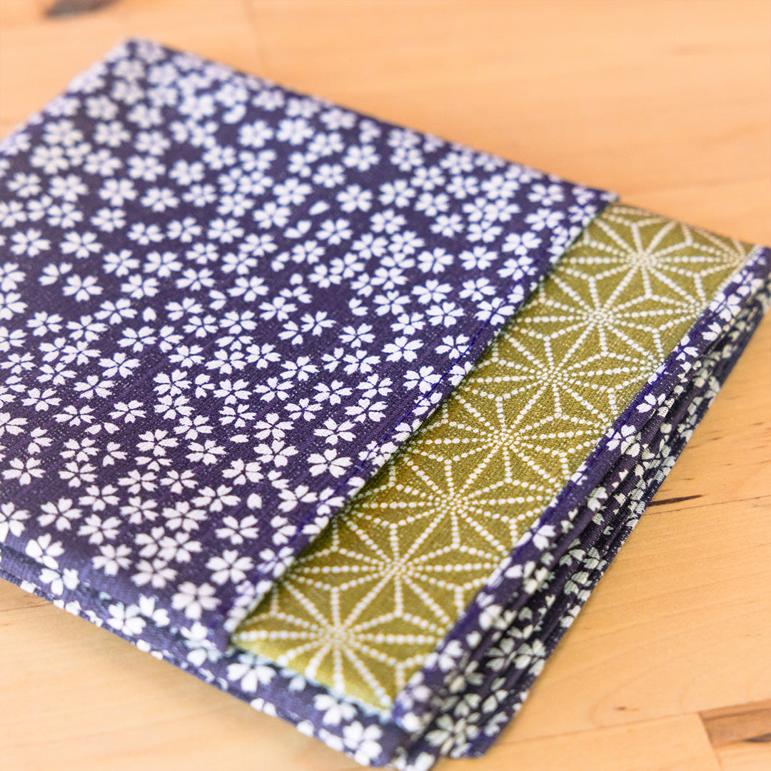 Furoshiki reversible de 50 cm | Asanoha Sakura (morado/verde)