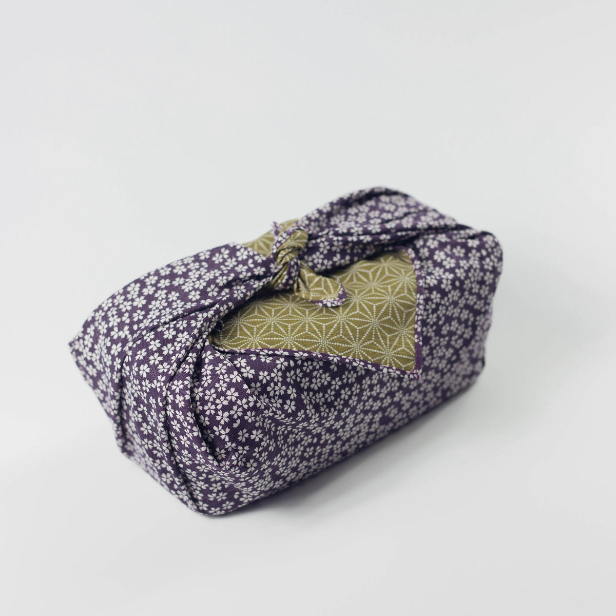 Furoshiki reversible de 50 cm | Asanoha Sakura (morado/verde)