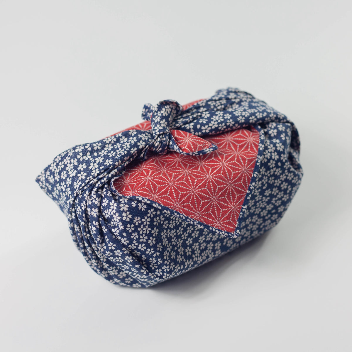 Double Sided Furoshiki 50cm | Asanoha Sakura (navy/red)