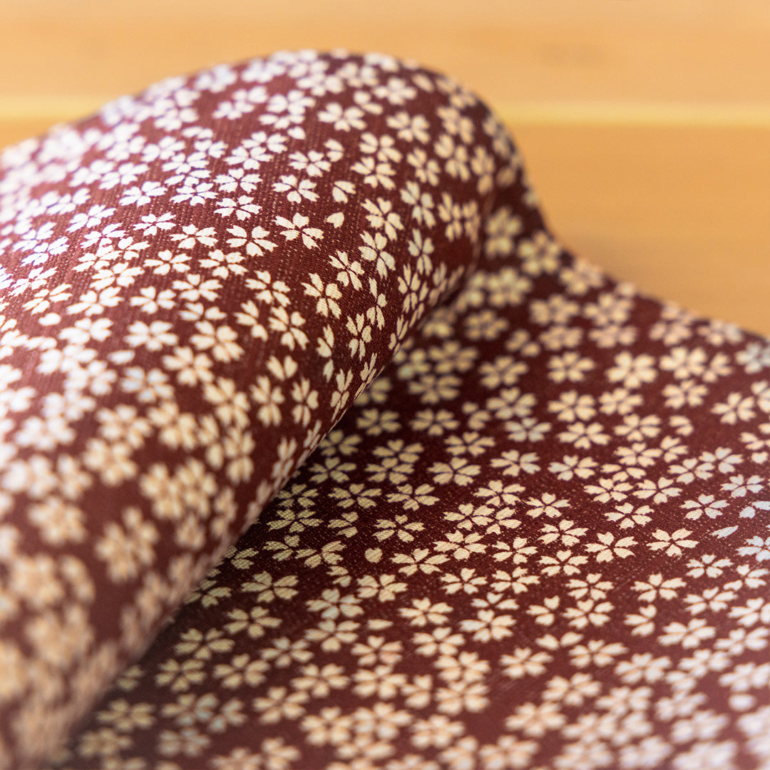 Double Sided Furoshiki 50cm | Asanoha Sakura (maroon/gold)
