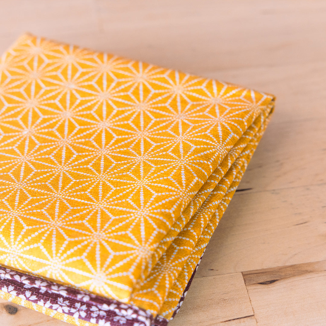 Double Sided Furoshiki 50cm | Asanoha Sakura (maroon/gold)