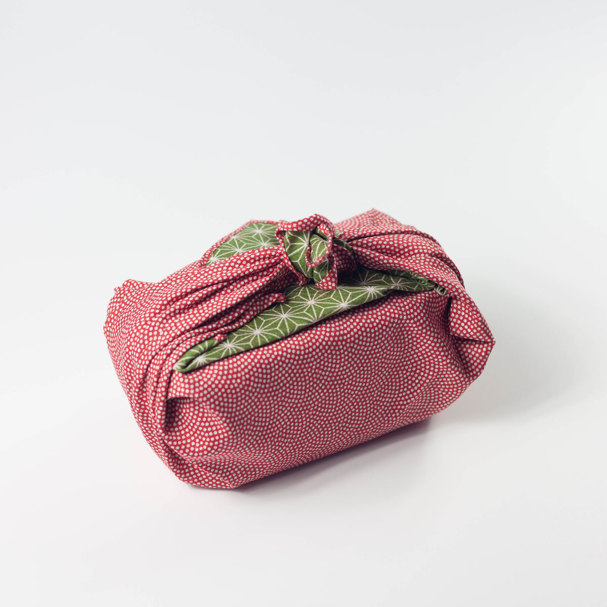 Doppelseitiges Furoshiki 50cm | Asanoha Nami (rot/grün)