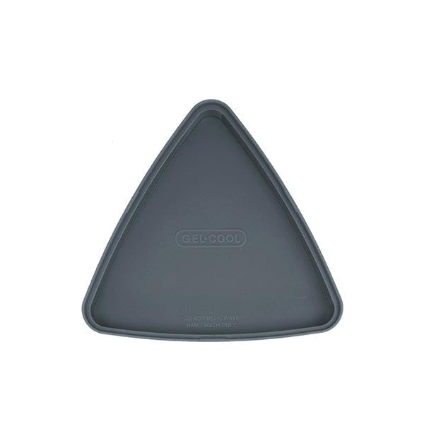 Gel-Cool Onigiri Box 180ml in dark grey, viewed from below showing the triangle-shaped base with embossed Gel-Cool logo, on white background
