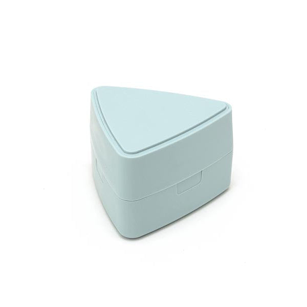 Gel-Cool Onigiri Box 180ml in light blue, closed triangle-shaped onigiri case, single product shot at an angle on white background
