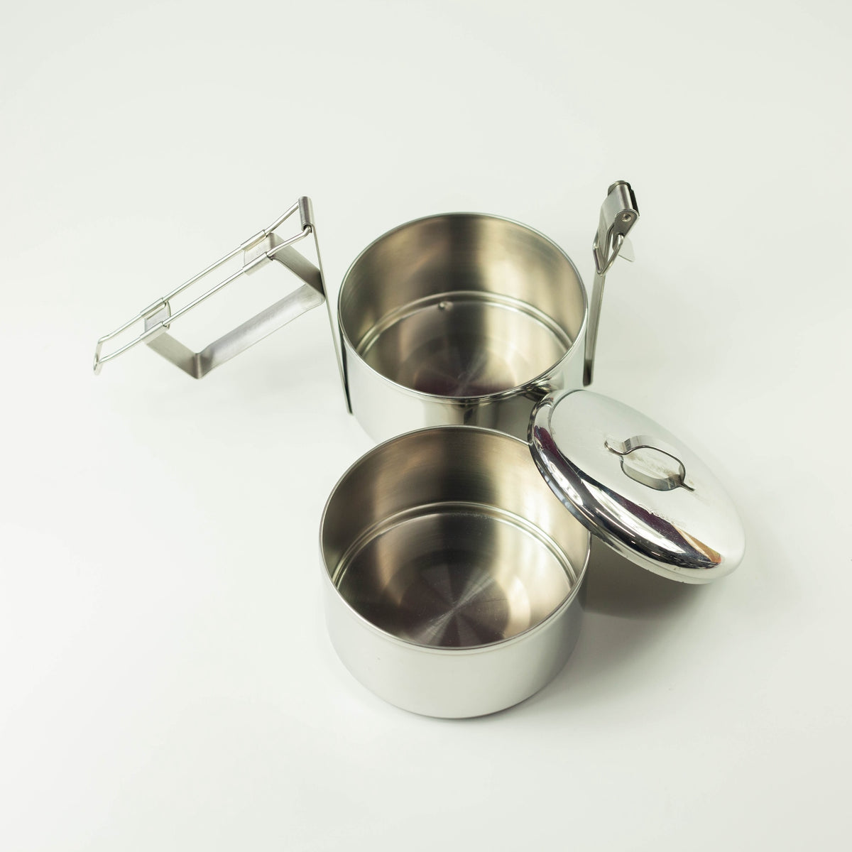 Seagull Tiffin Lunch Box Large, two-tier stainless steel lunch box with handle