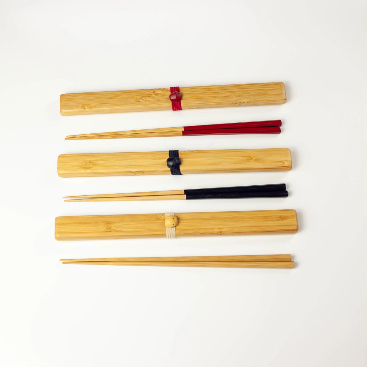 Take Bako bamboo chopsticks set in beige, red, and black with matching travel cases