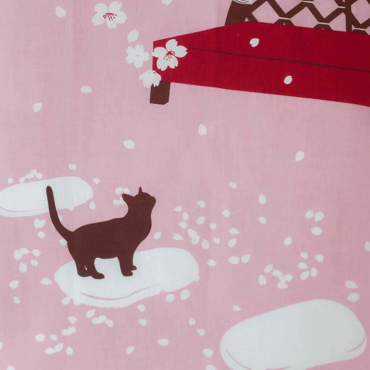 Nodate tenugui featuring a cat under a cherry tree in spring