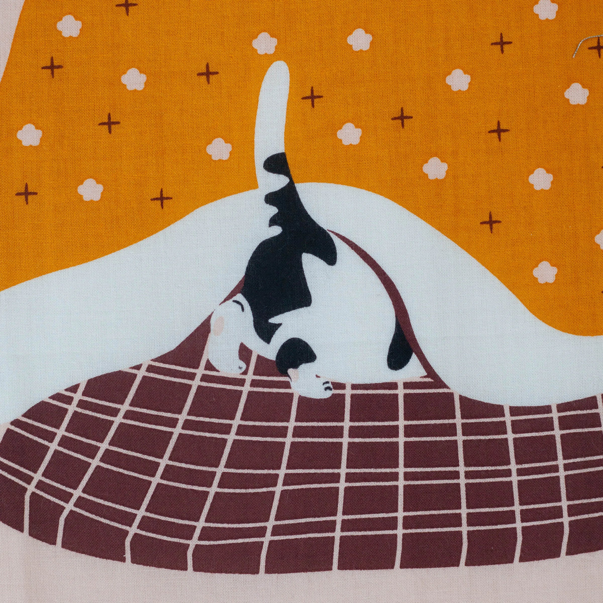 Kotatsu Neko tenugui cloth featuring cats relaxing in a Japanese living room