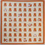 Shiba Inu Furoshiki 50cm with rows of playful Japanese dogs on a beige background