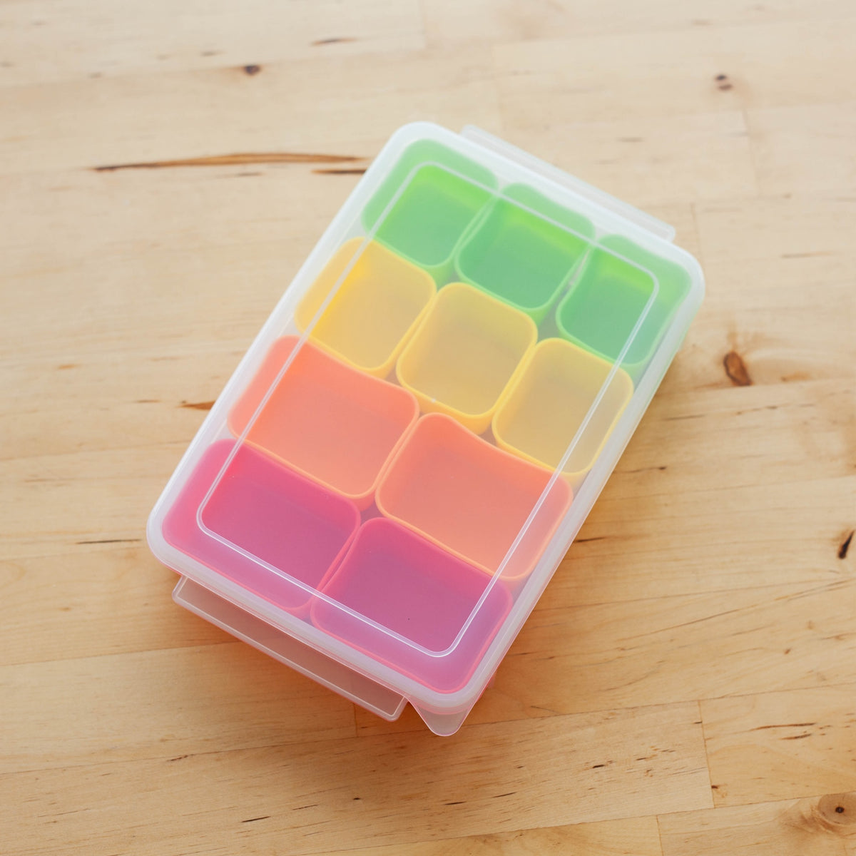 Silicone Divider Cup Set Rectangle - colorful food cups in a storage case, made in Japan