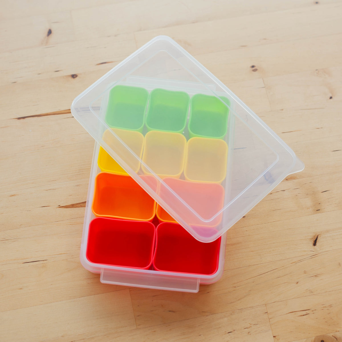 Silicone Divider Cup Set Rectangle - colorful food cups in a storage case, made in Japan