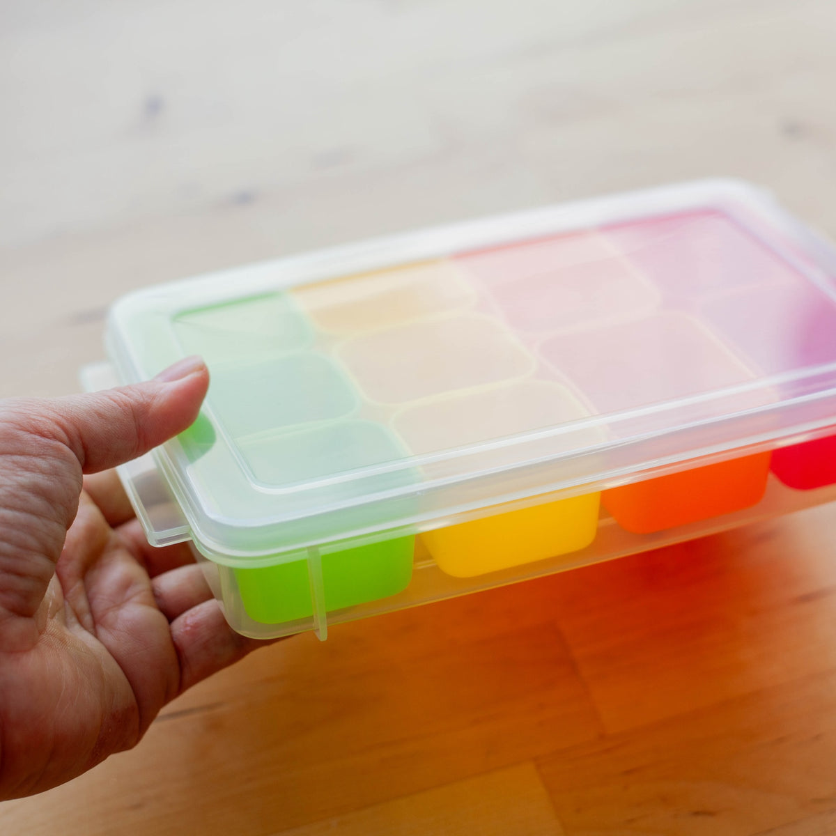 Silicone Divider Cup Set Rectangle - colorful food cups in a storage case, made in Japan