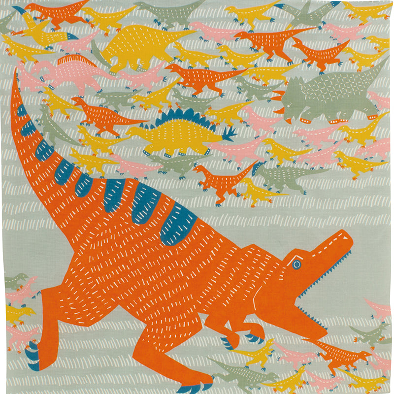 Kata Kata Furoshiki 100cm – Japanese wrapping cloth with large bold peony flowers in blue, teal, orange and pink on white background, made in Japan