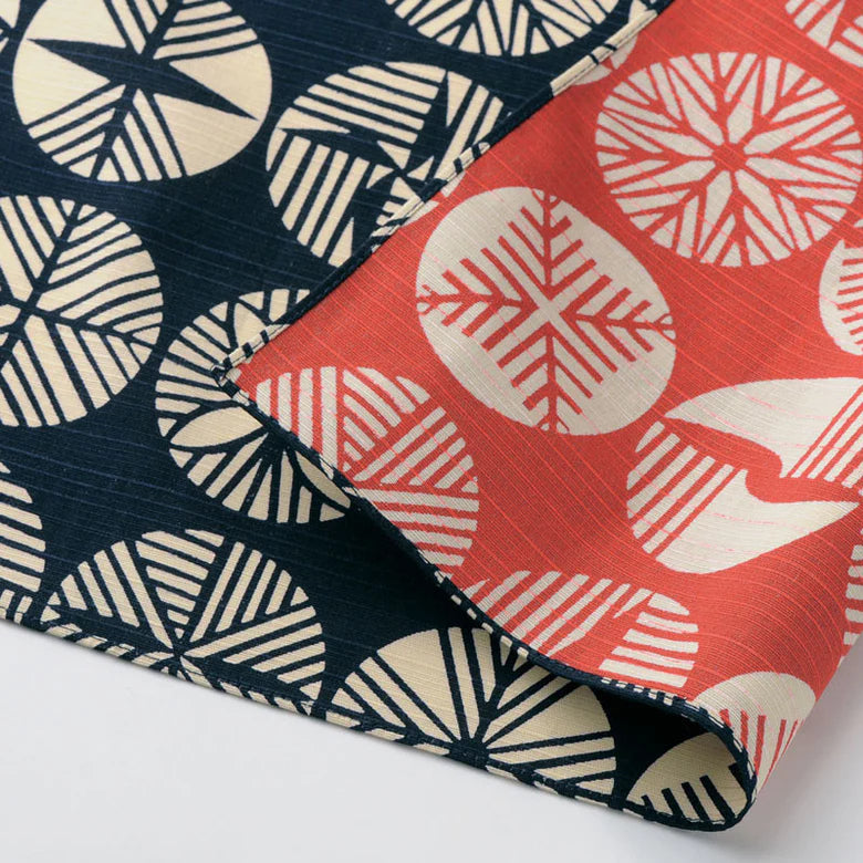 Isa Monyo reversible furoshiki 48cm with sugi cedar pattern in red and navy blue