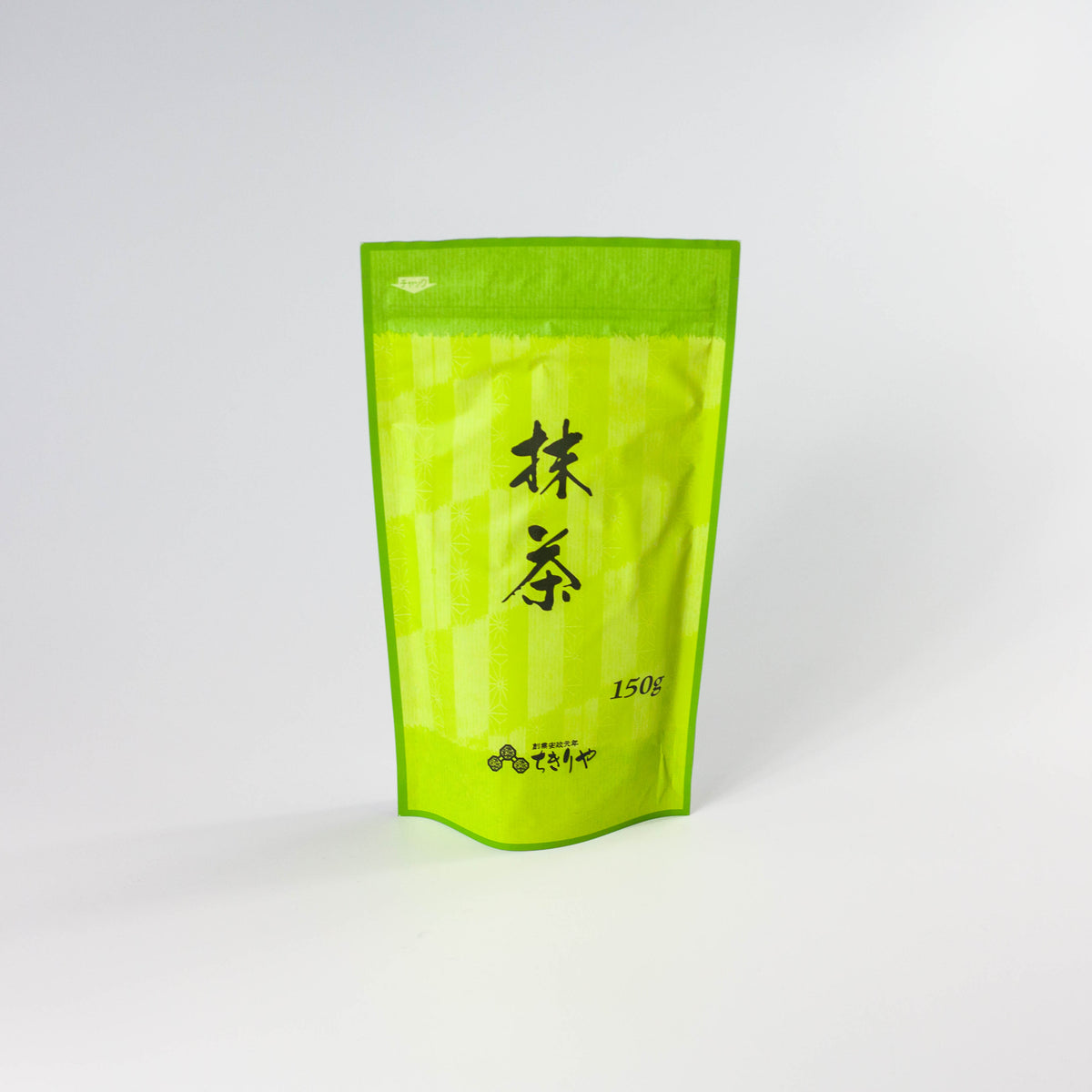 Chikiriya Shizuoka Matcha Green Tea Powder 150g – bright green resealable stand-up pouch with Japanese kanji label, on white background
