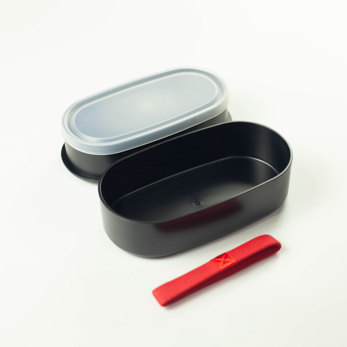 Kimono Sakura Pink Bento Box open with red elastic band beside it – Bento&co