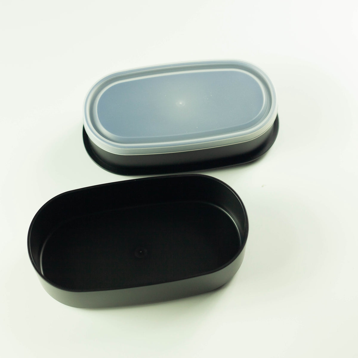 Oka's Oval Bento Box, 830ml, two-tier oval Japanese lunch box with a whimsical side-dish print