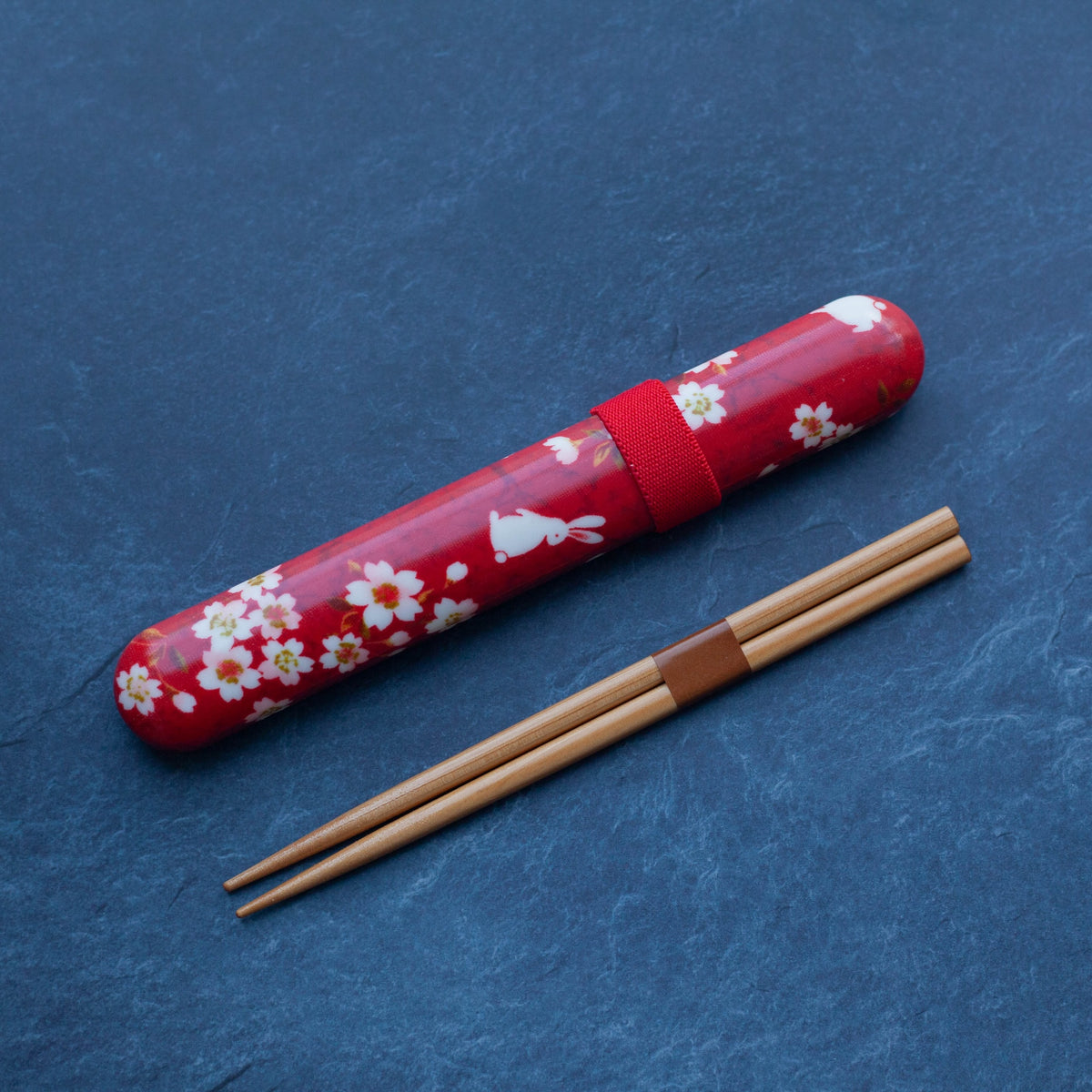 Sakura Usagi Chopsticks Set with cherry blossom and rabbit pattern case
