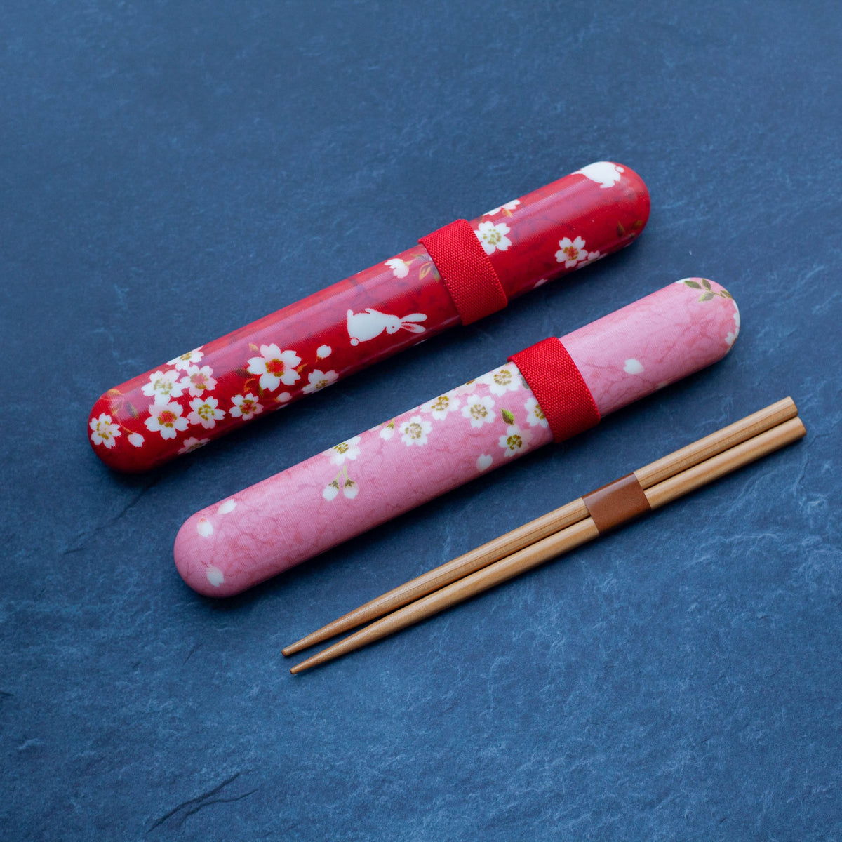 Sakura Usagi Chopsticks Set with cherry blossom and rabbit pattern case
