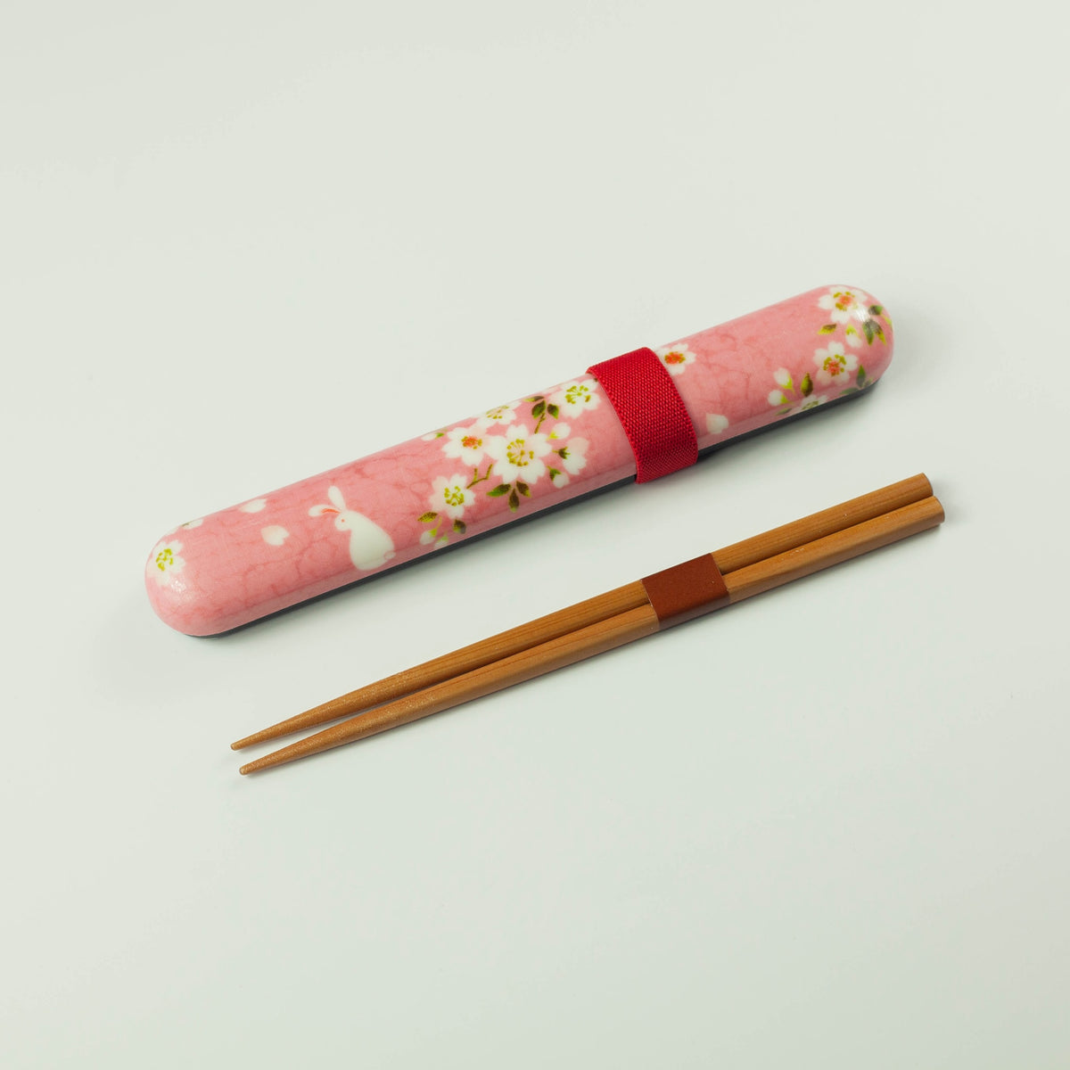 Sakura Usagi Chopsticks Set with cherry blossom and rabbit pattern case