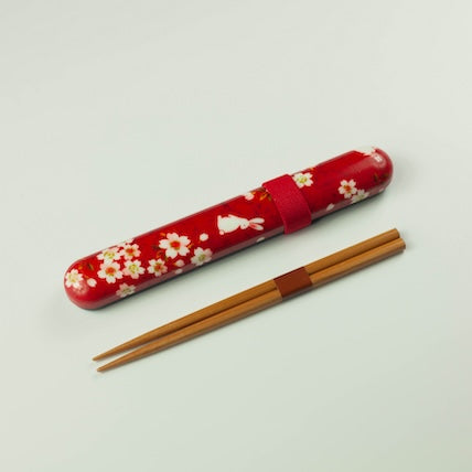 Sakura Usagi Chopsticks Set with cherry blossom and rabbit pattern case