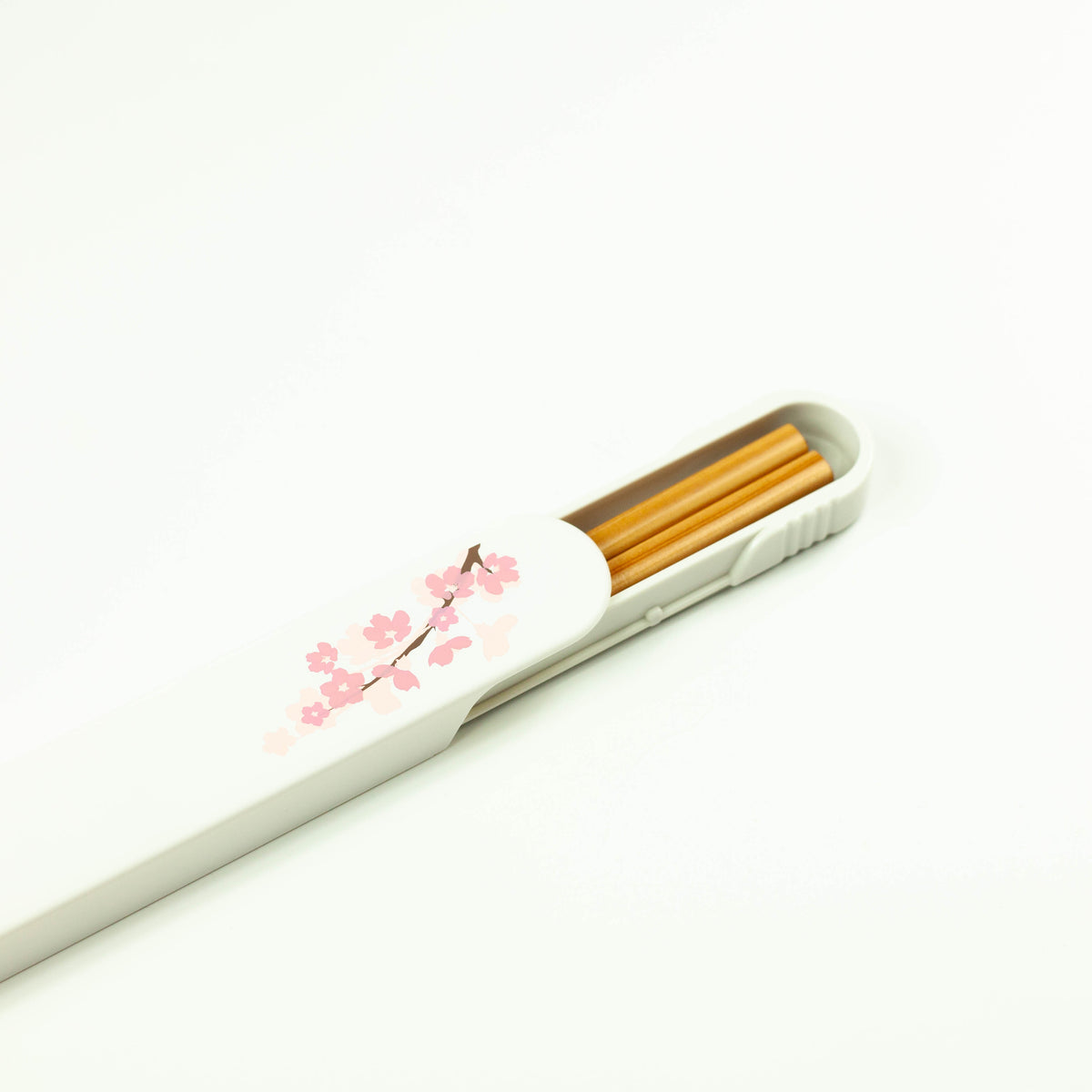 Hakoya sakura chopsticks set with case, white, wooden chopsticks 18cm, made in Japan