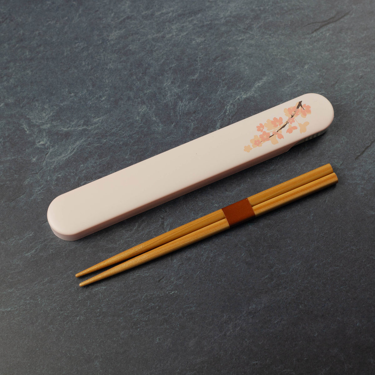 Hakoya sakura chopsticks set with case, pink, wooden chopsticks 18cm, made in Japan