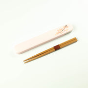 Hakoya sakura chopsticks set with case, pink, wooden chopsticks 18cm, made in Japan