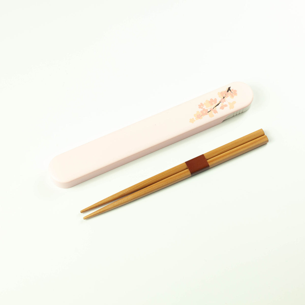 Hakoya sakura chopsticks set with case, pink, wooden chopsticks 18cm, made in Japan