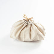 XL drawstring lunch bag in ivory - cotton linen bento bag with gusset bottom, made in Japan