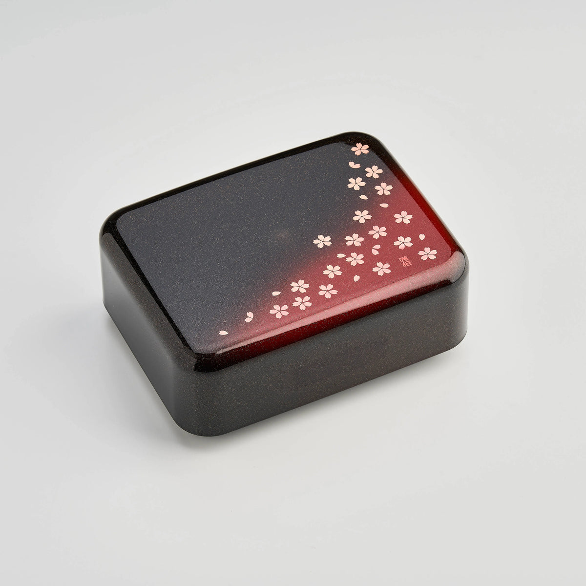 Bento&co sakura petals big bento box 1300mL, two-tier red and black, hand painted in Ishikawa Japan