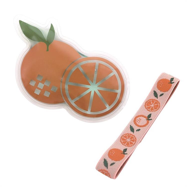 Fruit ice pack and matching lunch band set in orange, strawberry and pineapple designs