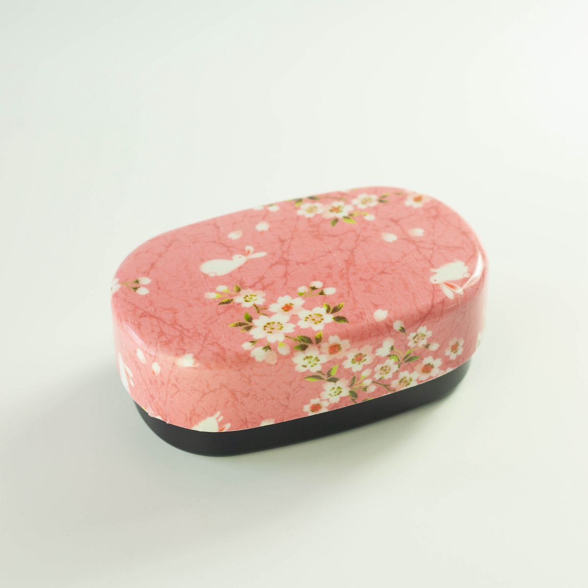 Sakura Usagi Bento Box 570mL with cherry blossom and rabbit pattern, available in red and pink