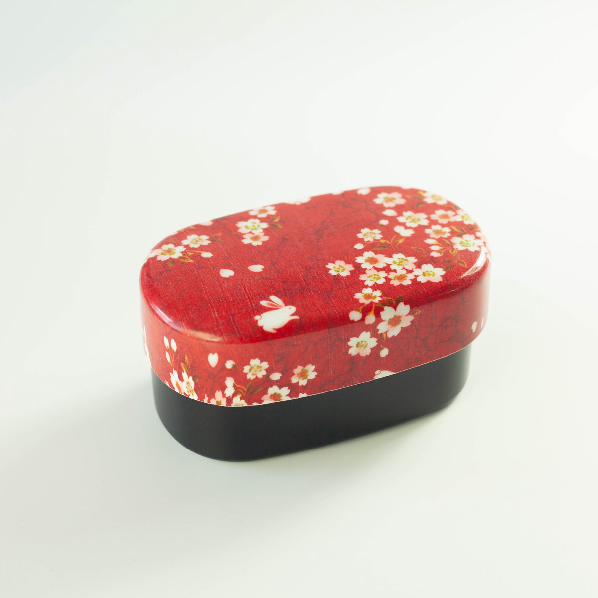 Sakura Usagi Bento Box 570mL with cherry blossom and rabbit pattern, available in red and pink