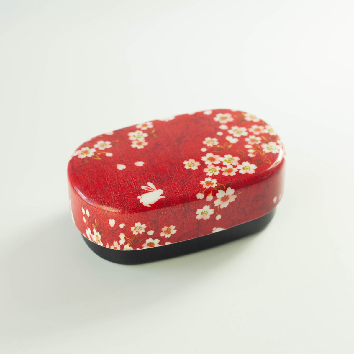 Sakura Usagi Bento Box 570mL with cherry blossom and rabbit pattern, available in red
