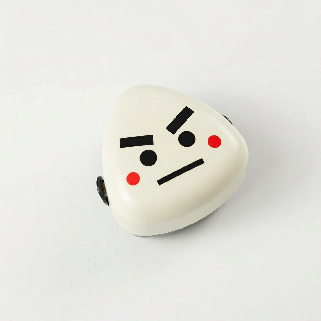 Onigiri Box Norio, kawaii two-compartment bento box with Happy Family character design, BPA-free plastic, made in Japa