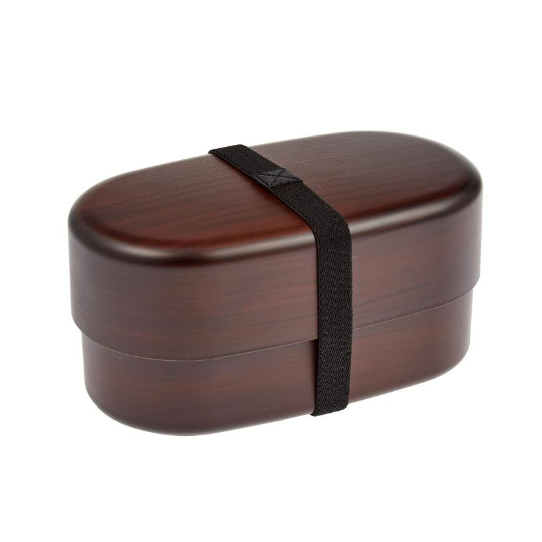Jumbo Mokume Lunch Box with rich red woodgrain pattern
