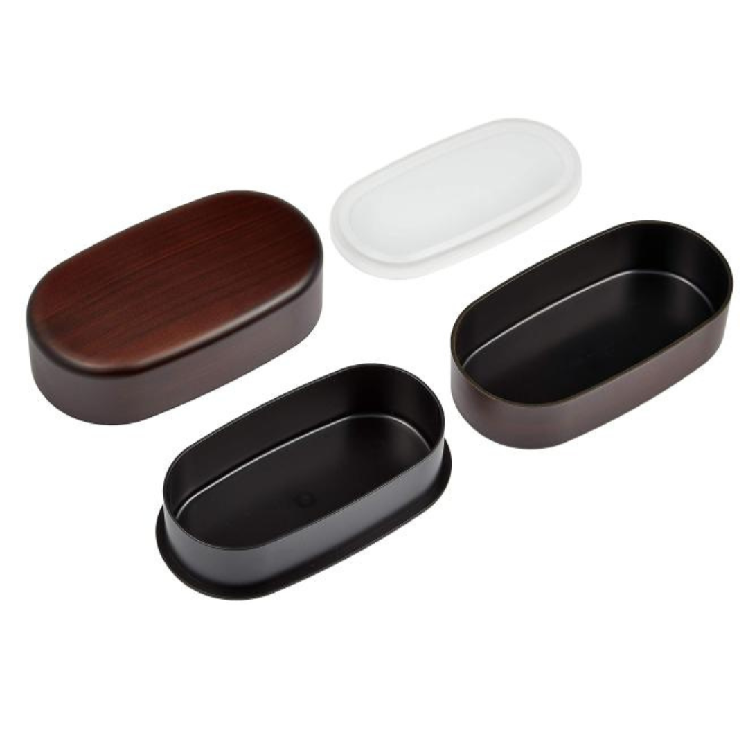 Jumbo Mokume Lunch Box with rich red woodgrain pattern

