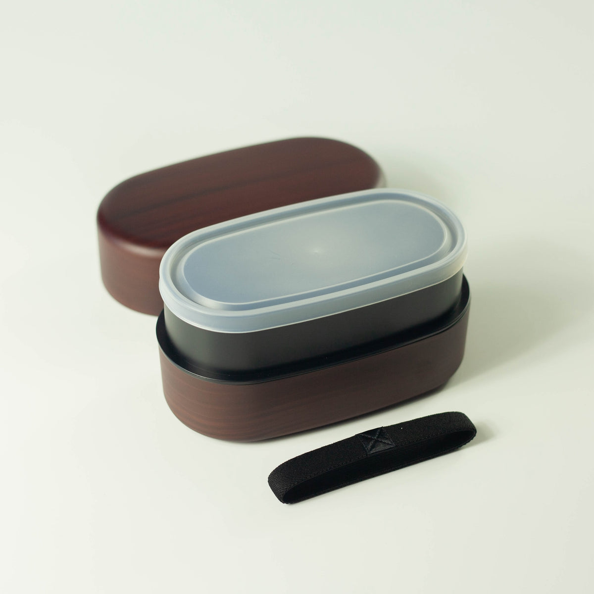 Jumbo Mokume Lunch Box with rich red woodgrain pattern
