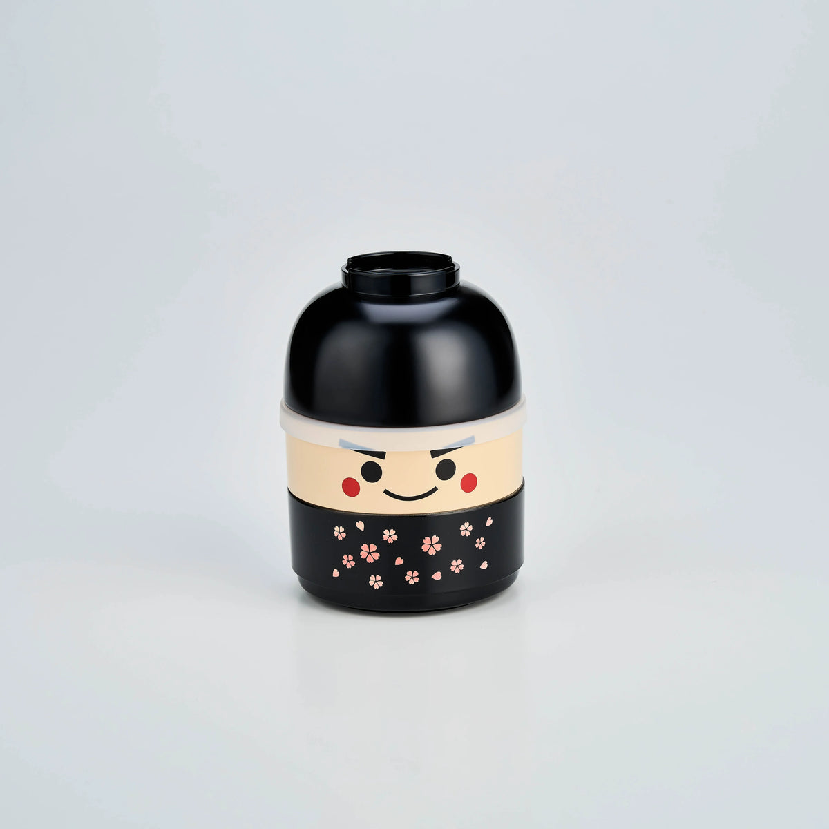 Kokeshi Bento Box Ichiro, Japanese bento box with black kimono and sakura pattern