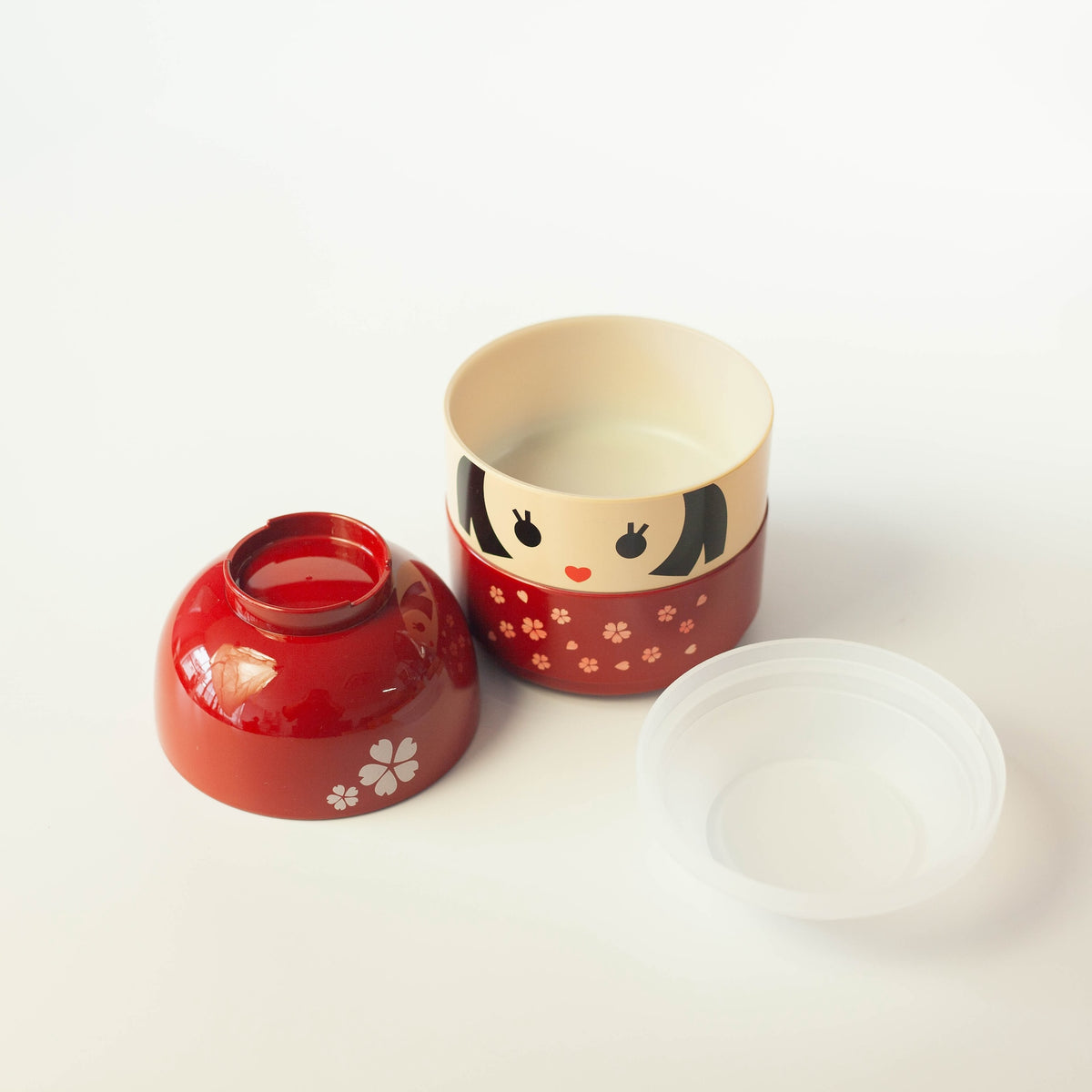 Kokeshi Bento Box Hanako open showing inner compartment and lid