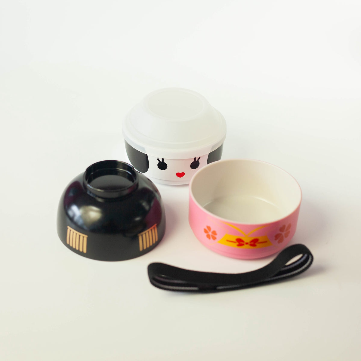 Kokeshi Bento Box Maiko, geisha-inspired Japanese bento box with two tiers and soup bowl