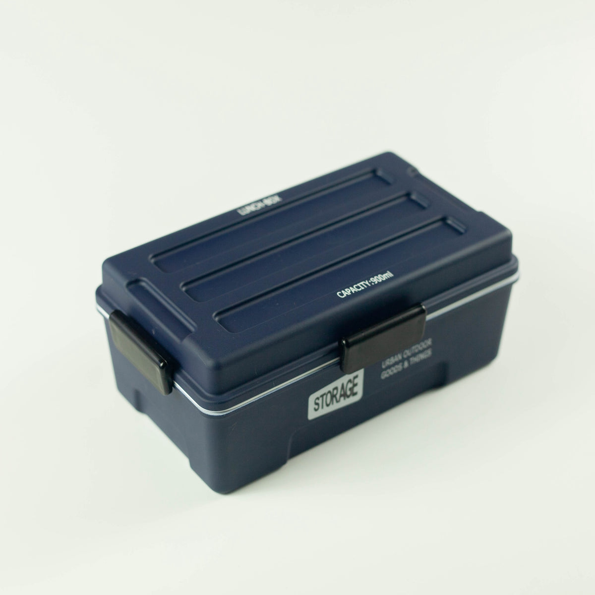 Storage Bento Box – rugged military-style Japanese lunch box with locking clips in navy blue and olive green, 900ml capacity, made in Japan