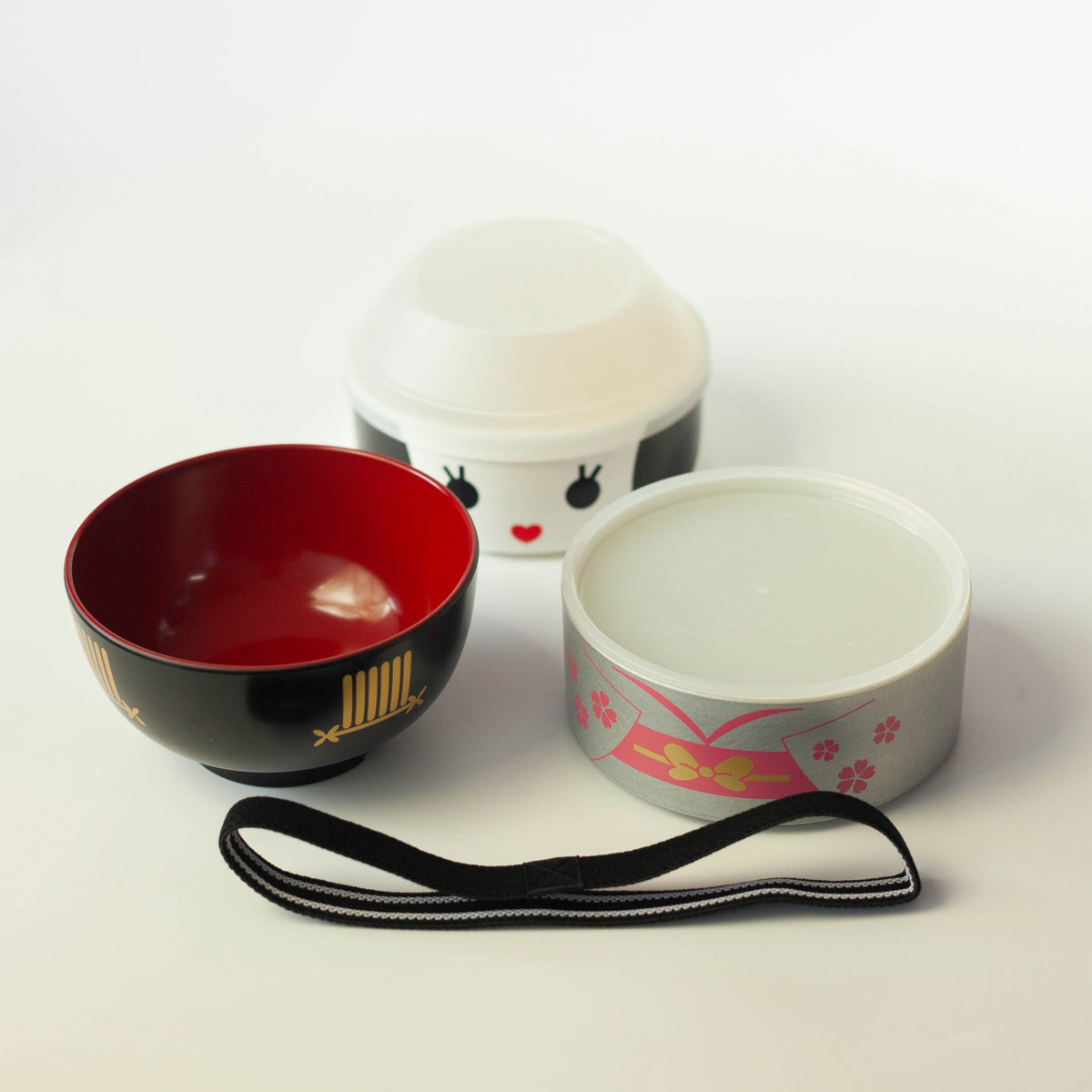 Big Kokeshi Bento Box Maihime with silver kimono and sakura accents