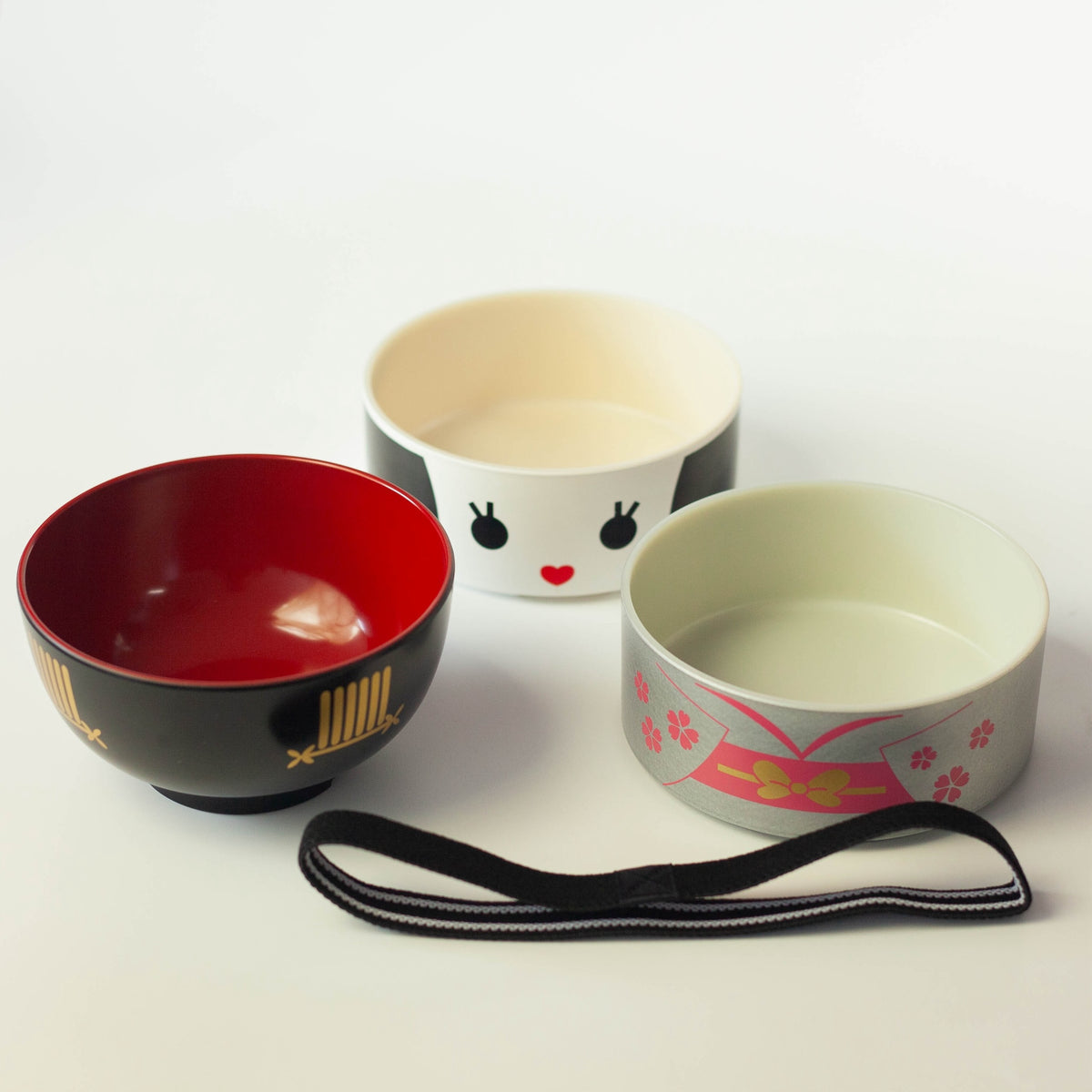Big Kokeshi Bento Box Maihime with silver kimono and sakura accents