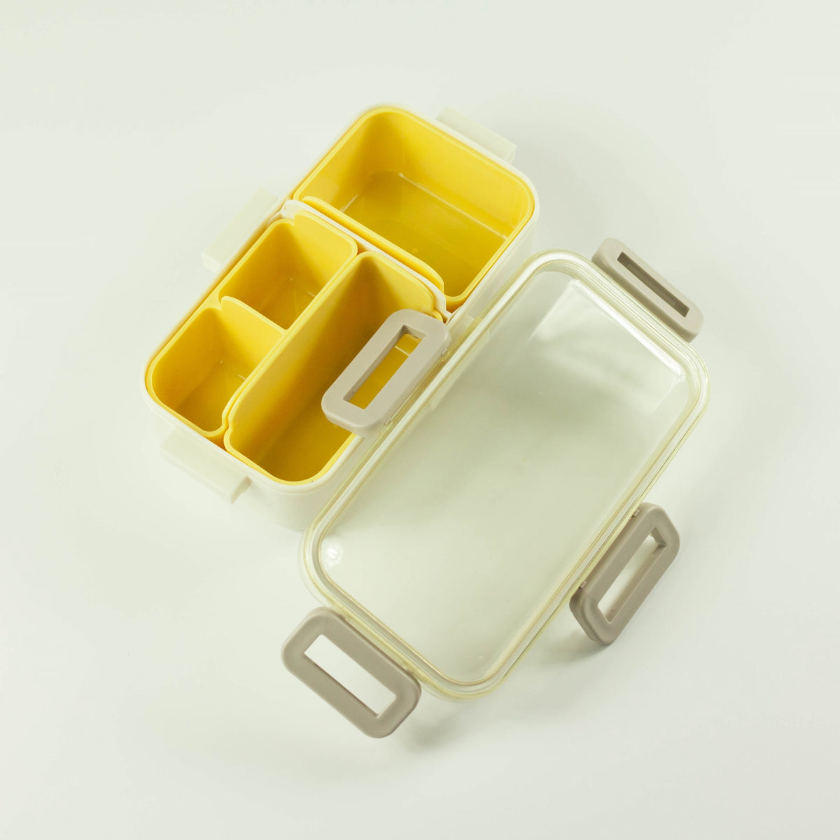 Beige Shikiri Slim Bento Box with a secure silicone-sealed lid