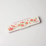 Hello Kitty Wafu cutlery set with chopsticks, spoon and floral carrying case