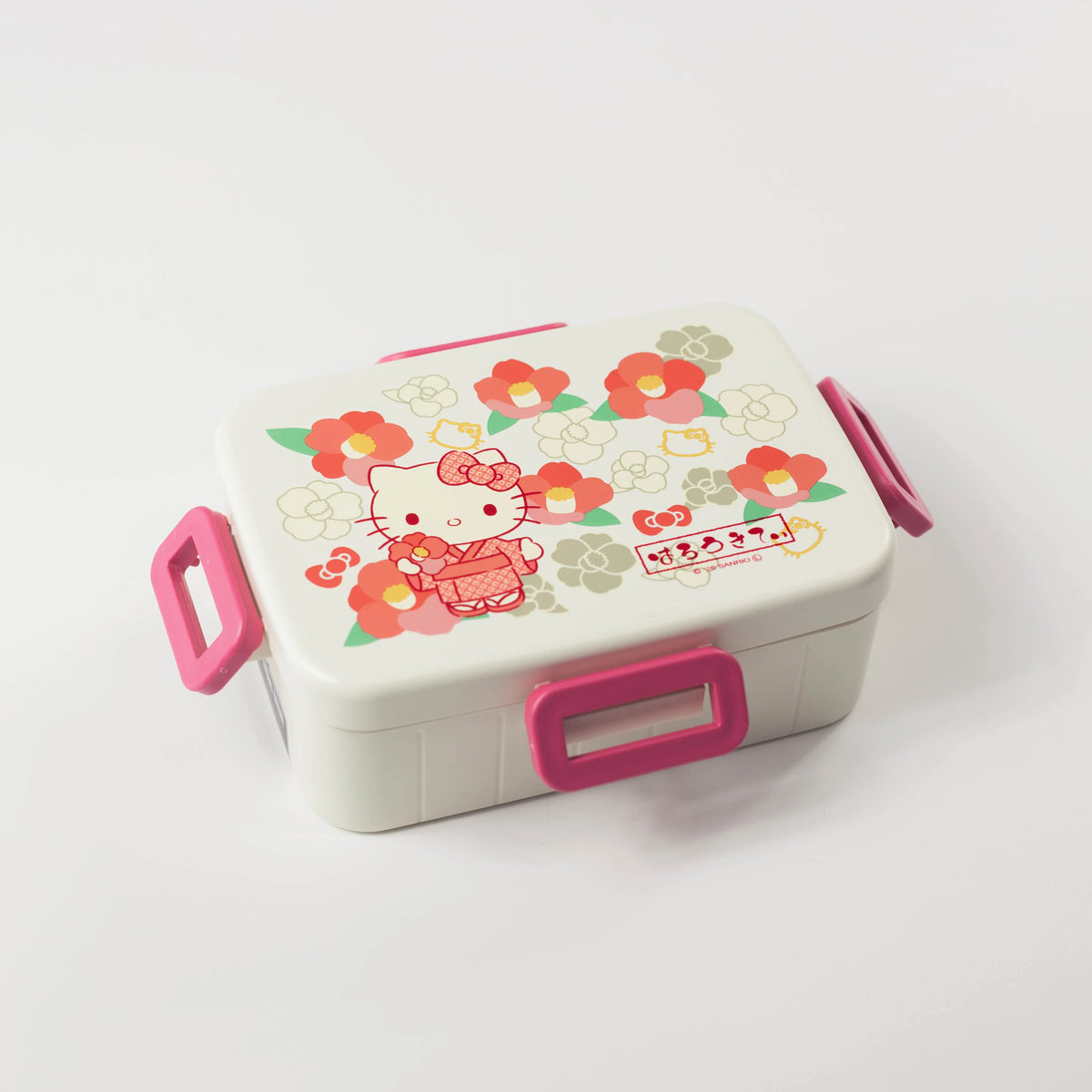 Hello Kitty Wafu 650 ml Japanese bento box with red camellia floral design